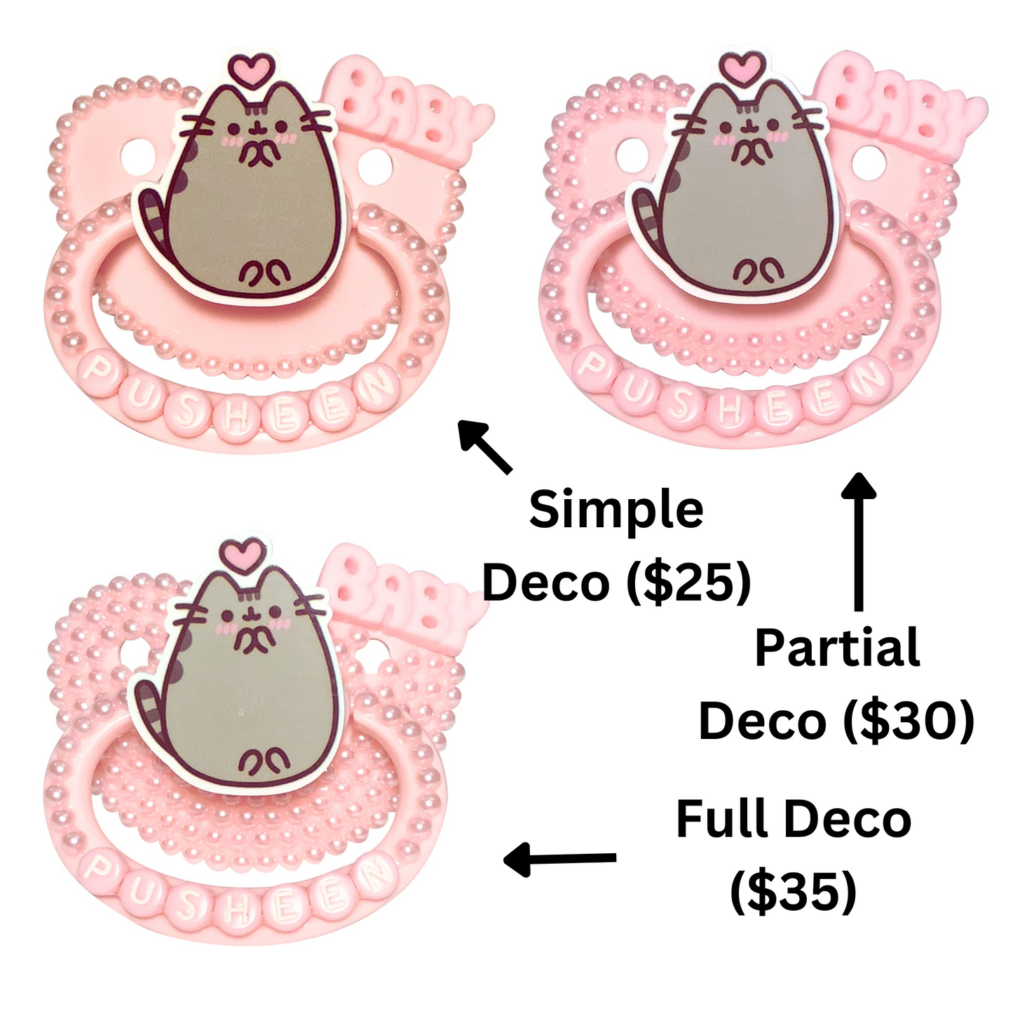 Baby Bear Pacis Adult Pacifier "Baby Pusheen" Pink Adult Paci (DDLG/ABDL)