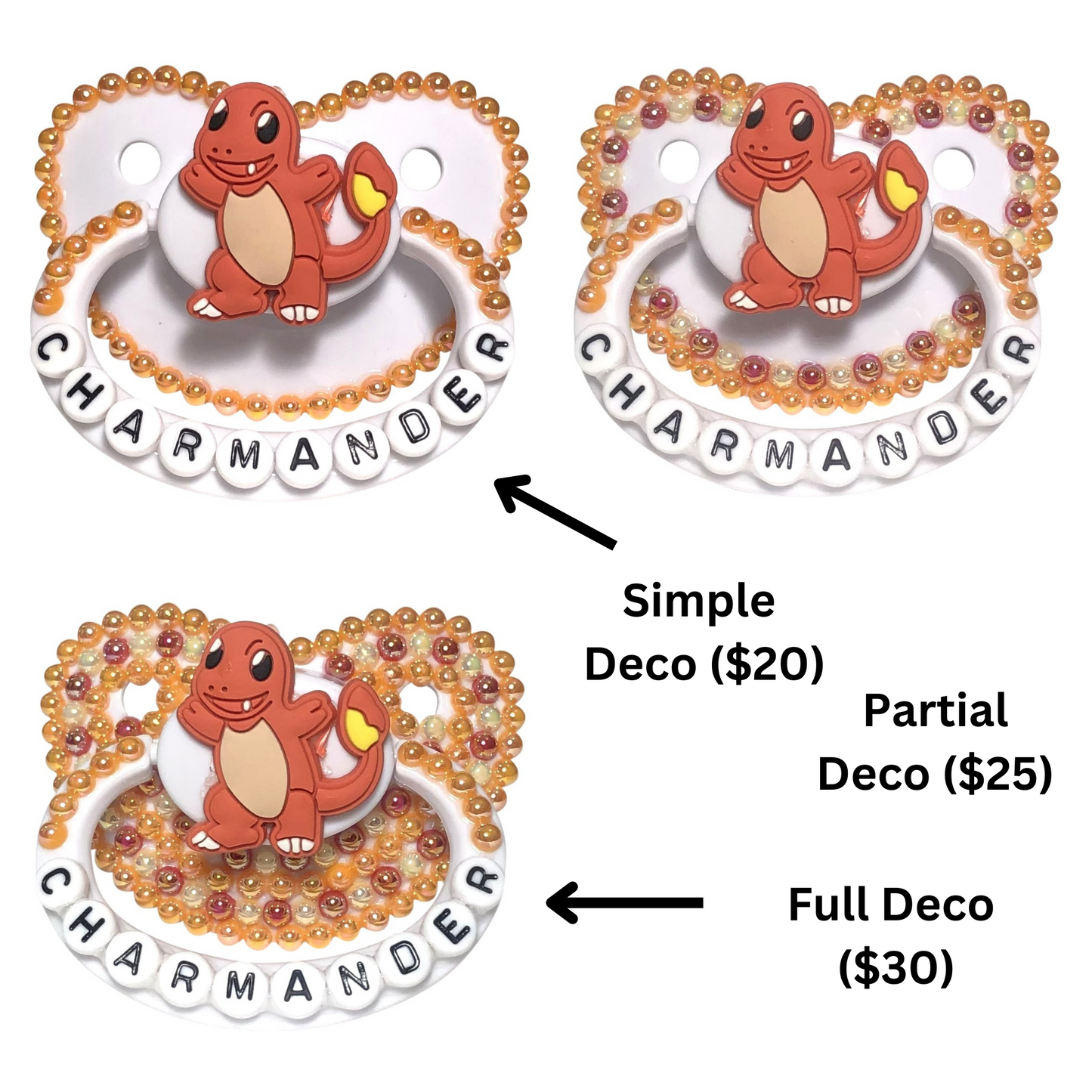 Baby Bear Pacis Adult Pacifier "Charmander" White Pokemon Adult Paci (DDLG/ABDL)