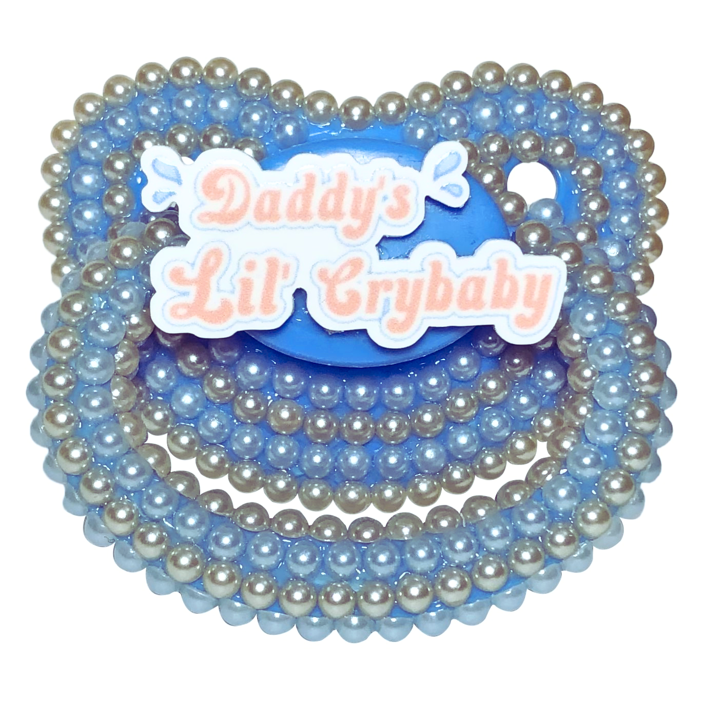 Baby Bear Pacis Adult Pacifier "Daddy;s Lil Crybaby" Blue Adult Paci (DDLG/ABDL)