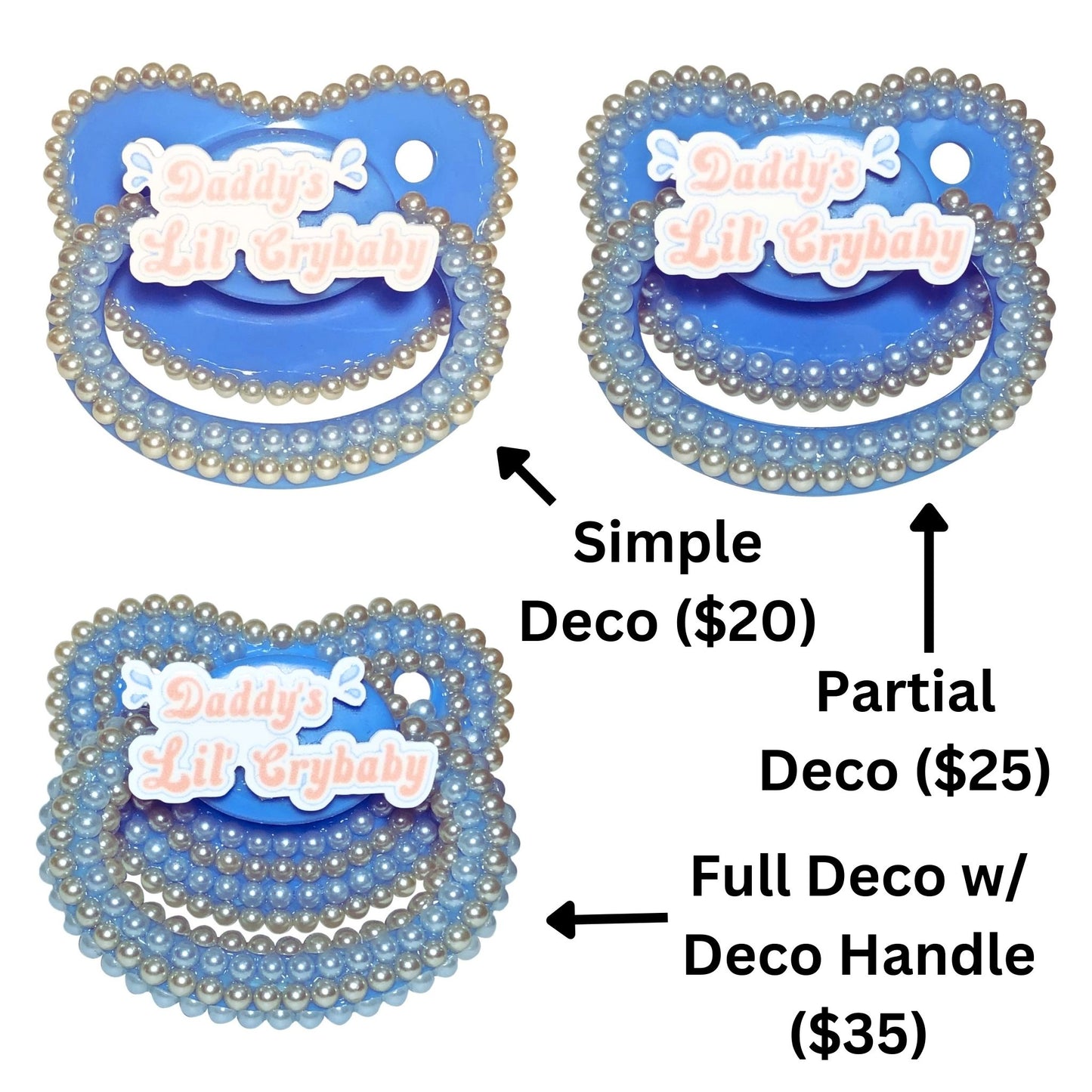 Baby Bear Pacis Adult Pacifier "Daddy;s Lil Crybaby" Blue Adult Paci (DDLG/ABDL)