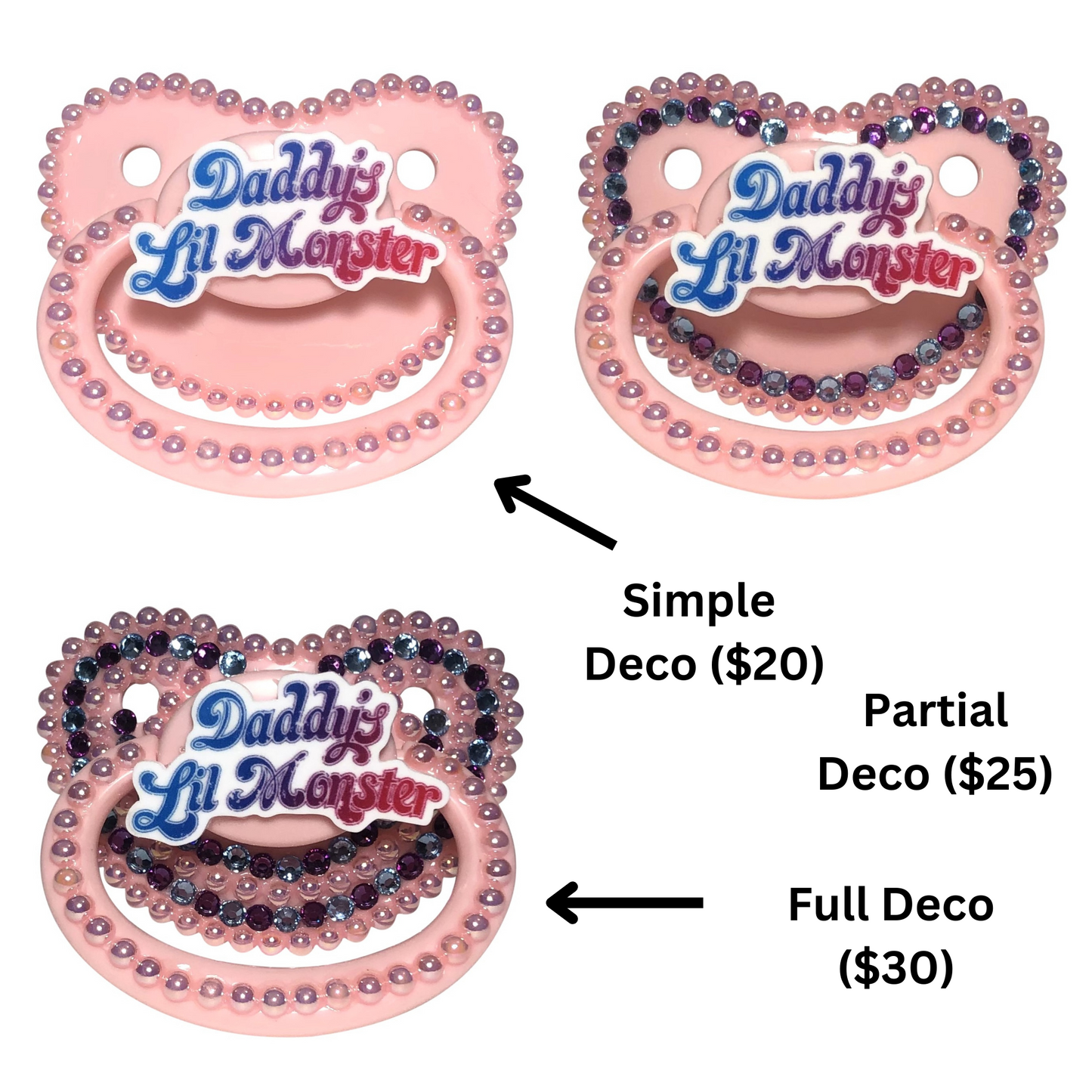 Baby Bear Pacis Adult Pacifier "Daddy's Lil Monster" Pink Adult Paci (DDLG/ABDL)