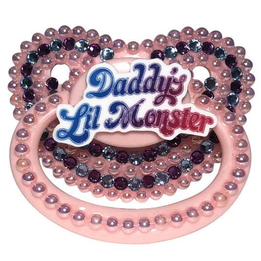 Baby Bear Pacis Adult Pacifier "Daddy's Lil Monster" Pink Adult Paci (DDLG/ABDL)