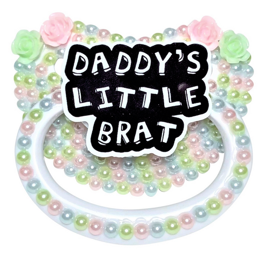 Baby Bear Pacis Adult Pacifier "Daddy's Lil Brat" White Adult Paci (DDLG/ABDL)