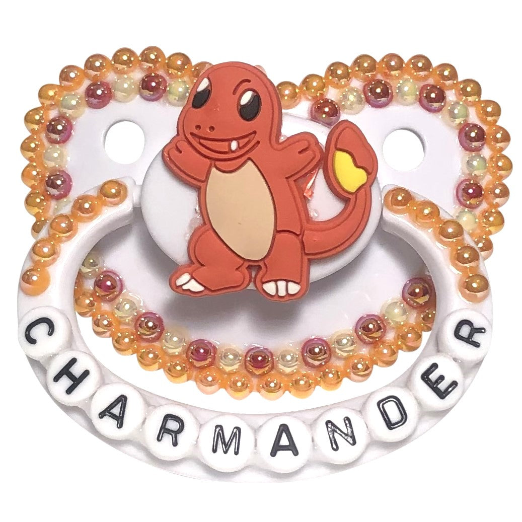 Baby Bear Pacis Adult Pacifier "Charmander" White Pokemon Adult Paci (DDLG/ABDL)