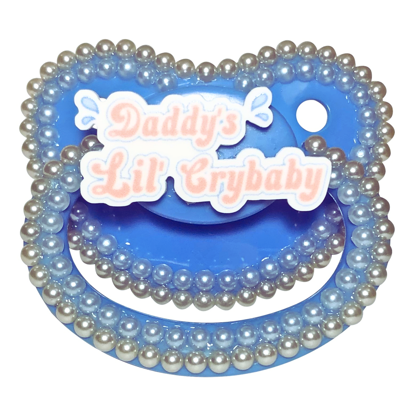 Baby Bear Pacis Adult Pacifier "Daddy;s Lil Crybaby" Blue Adult Paci (DDLG/ABDL)