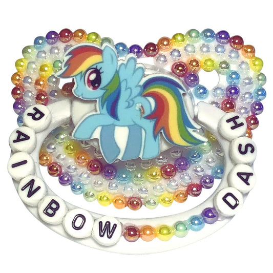 Baby Bear Pacis Adult Pacifier "Rainbow Dash" White Adult Paci (DDLG/ABDL)
