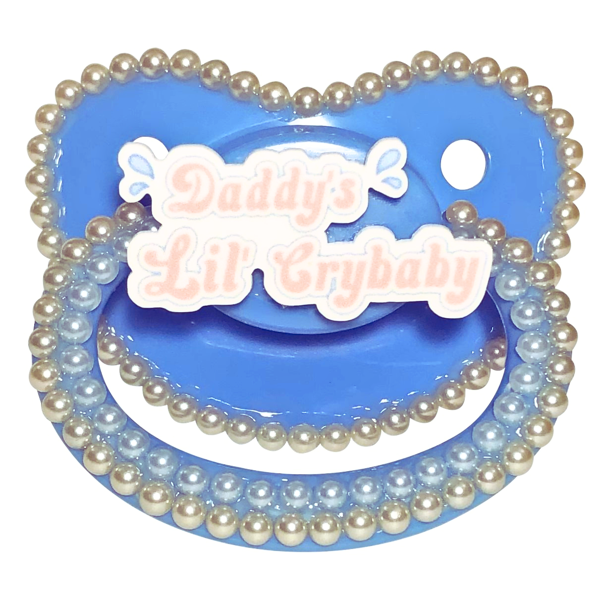 Baby Bear Pacis Adult Pacifier "Daddy;s Lil Crybaby" Blue Adult Paci (DDLG/ABDL)