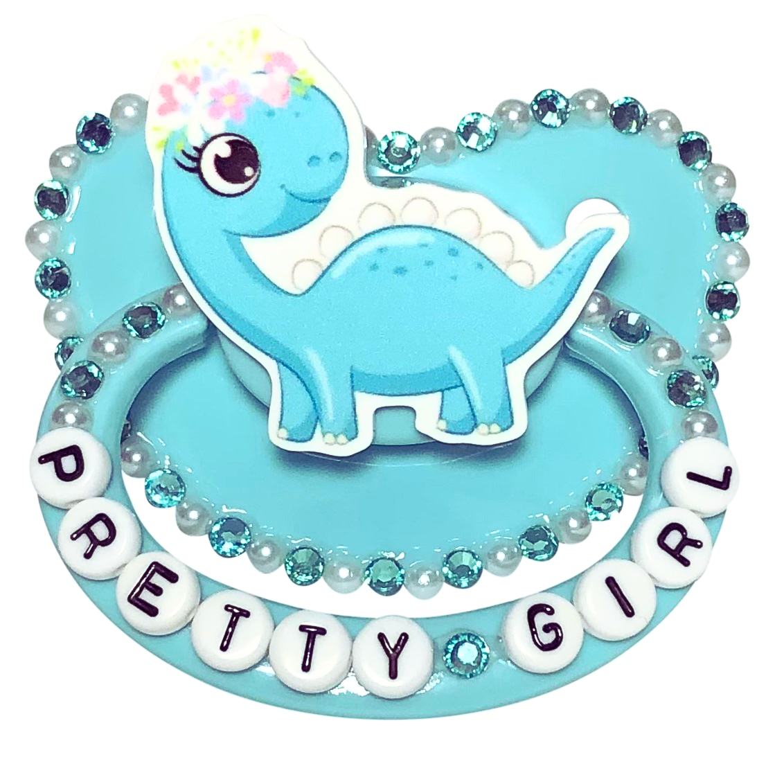 Baby Bear Pacis Adult Pacifier "Pretty Girl" Teal Adult Paci (DDLG/ABDL)