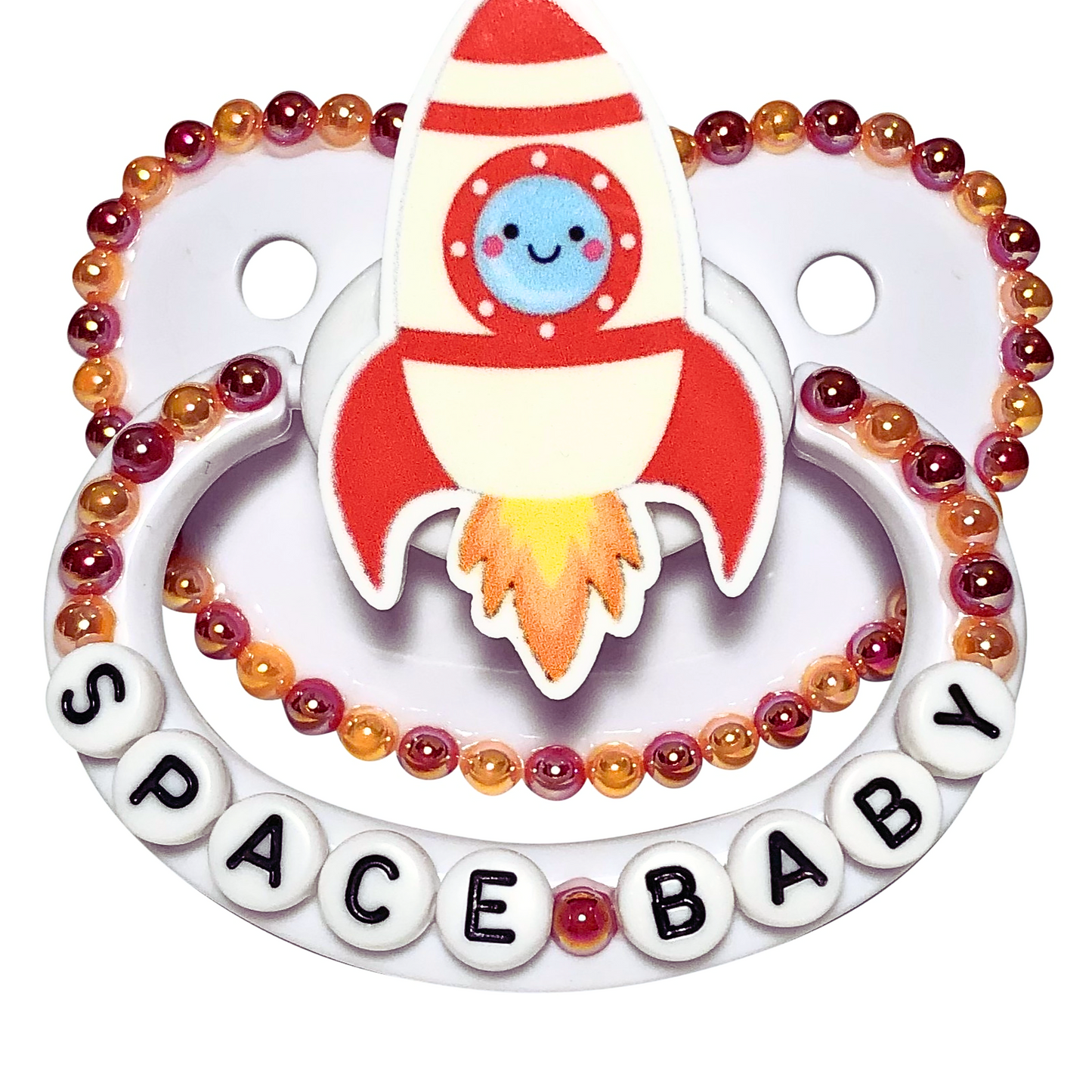 Baby Bear Pacis Adult Pacifier "Space Baby" White Adult Paci (DDLG/ABDL)