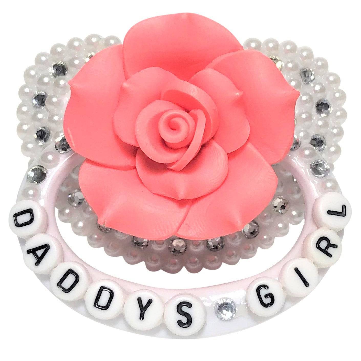 Baby Bear Pacis Adult Pacifier "Daddy's Girl" White Flower Adult Paci (DDLG/ABDL) - BBP