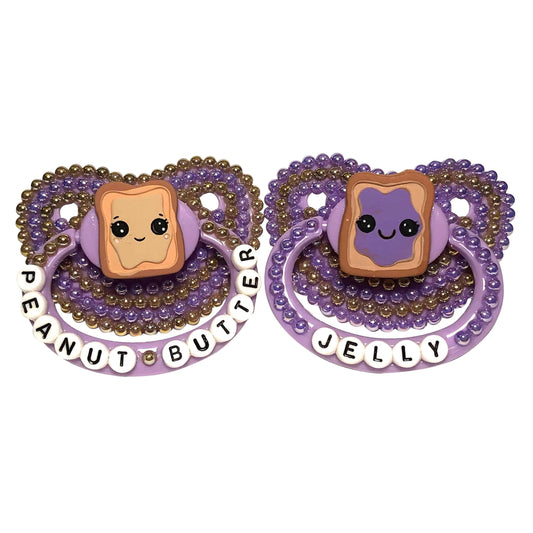 Baby Bear Pacis Adult Pacifier "Peanut Butter" and "Jelly" Purple Adult Paci Pair Set (DDLG/ABDL) - BBP