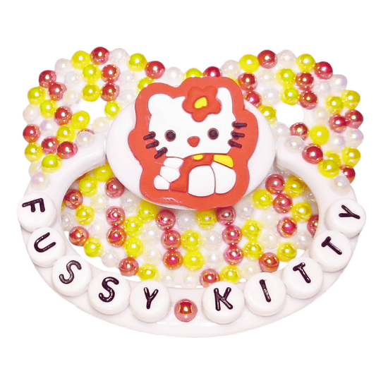 Baby Bear Pacis Adult Pacifier "Fussy Kitty" White Hello Kitty Adult Paci (DDLG/ABDL) - BBP