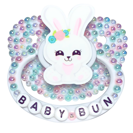 Baby Bear Pacis Adult Pacifier "Baby Bun" White Adult Paci (DDLG/ABDL)