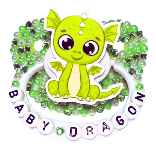 Baby Bear Pacis Adult Pacifier "Baby Dragon" White and Green Adult Paci (DDLG/ABDL)