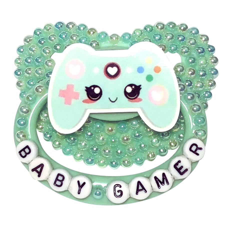 Baby Bear Pacis Adult Pacifier "Baby Gamer" Green Adult Paci (DDLG/ABDL)