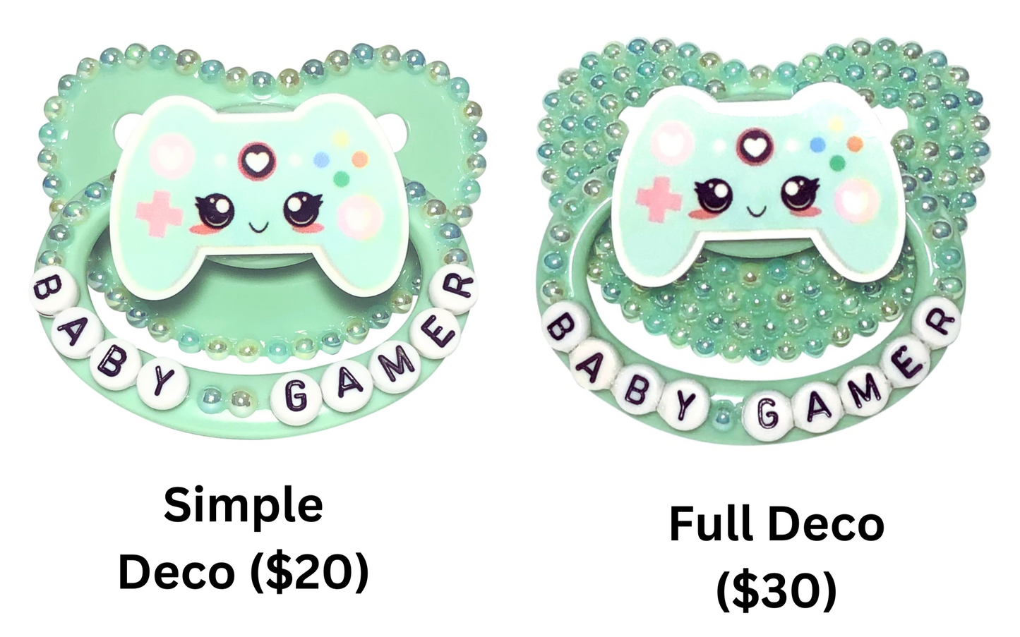 Baby Bear Pacis Adult Pacifier "Baby Gamer" Green Adult Paci (DDLG/ABDL)