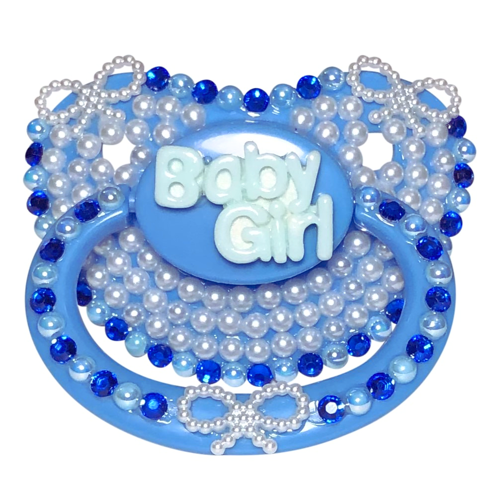 Baby Bear Pacis Adult Pacifier "Baby Girl" Blue Adult Paci (DDLG/ABDL)