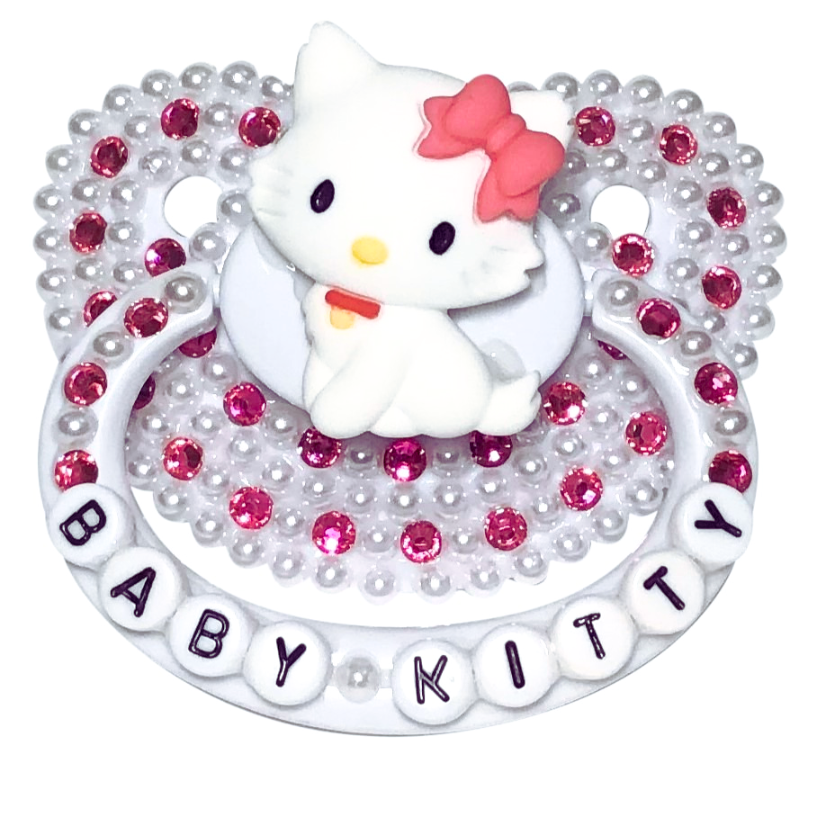 Baby Bear Pacis Adult Pacifier "Baby Kitty" White Charmmy Kitty Adult Paci (DDLG/ABDL)