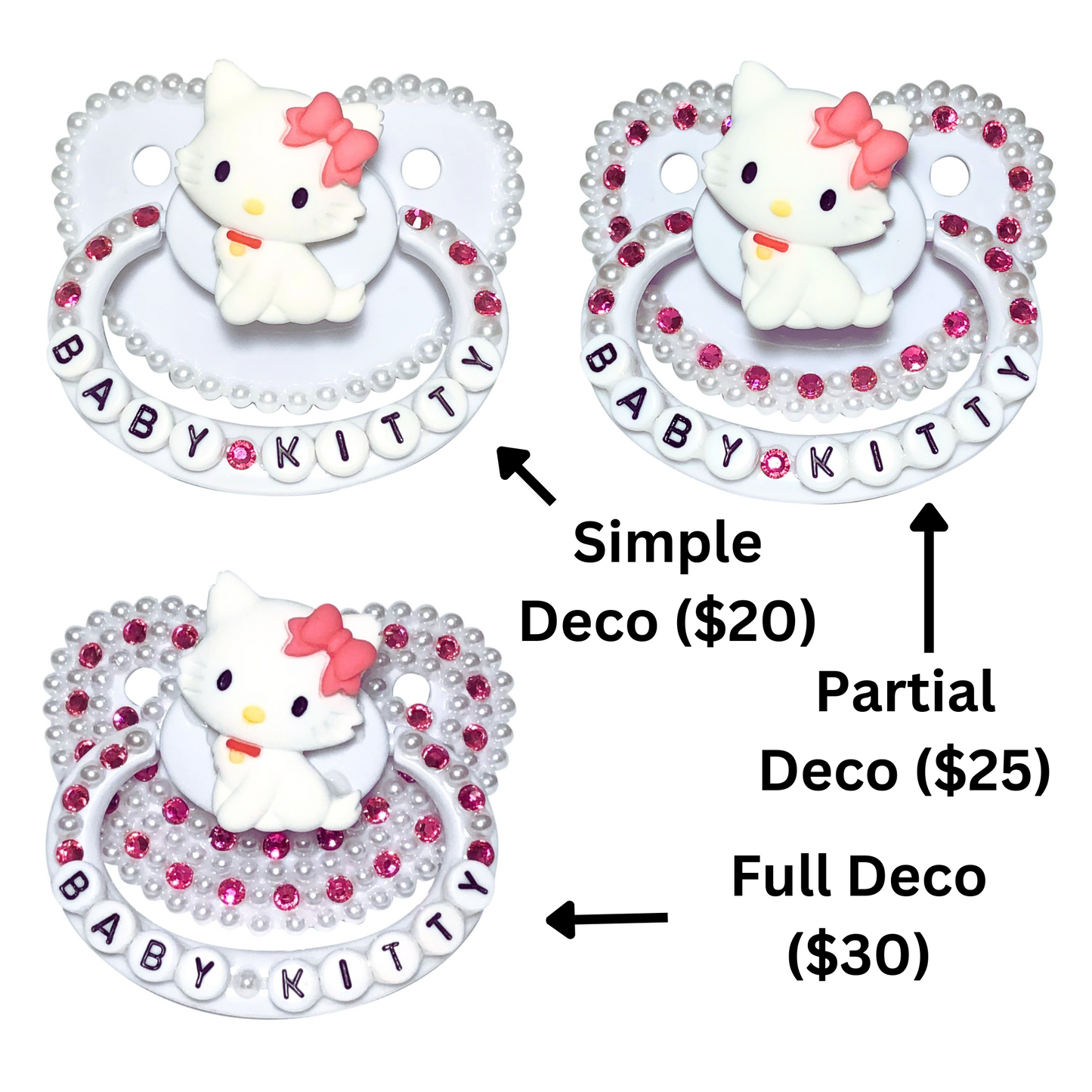 Baby Bear Pacis Adult Pacifier "Baby Kitty" White Charmmy Kitty Adult Paci (DDLG/ABDL)