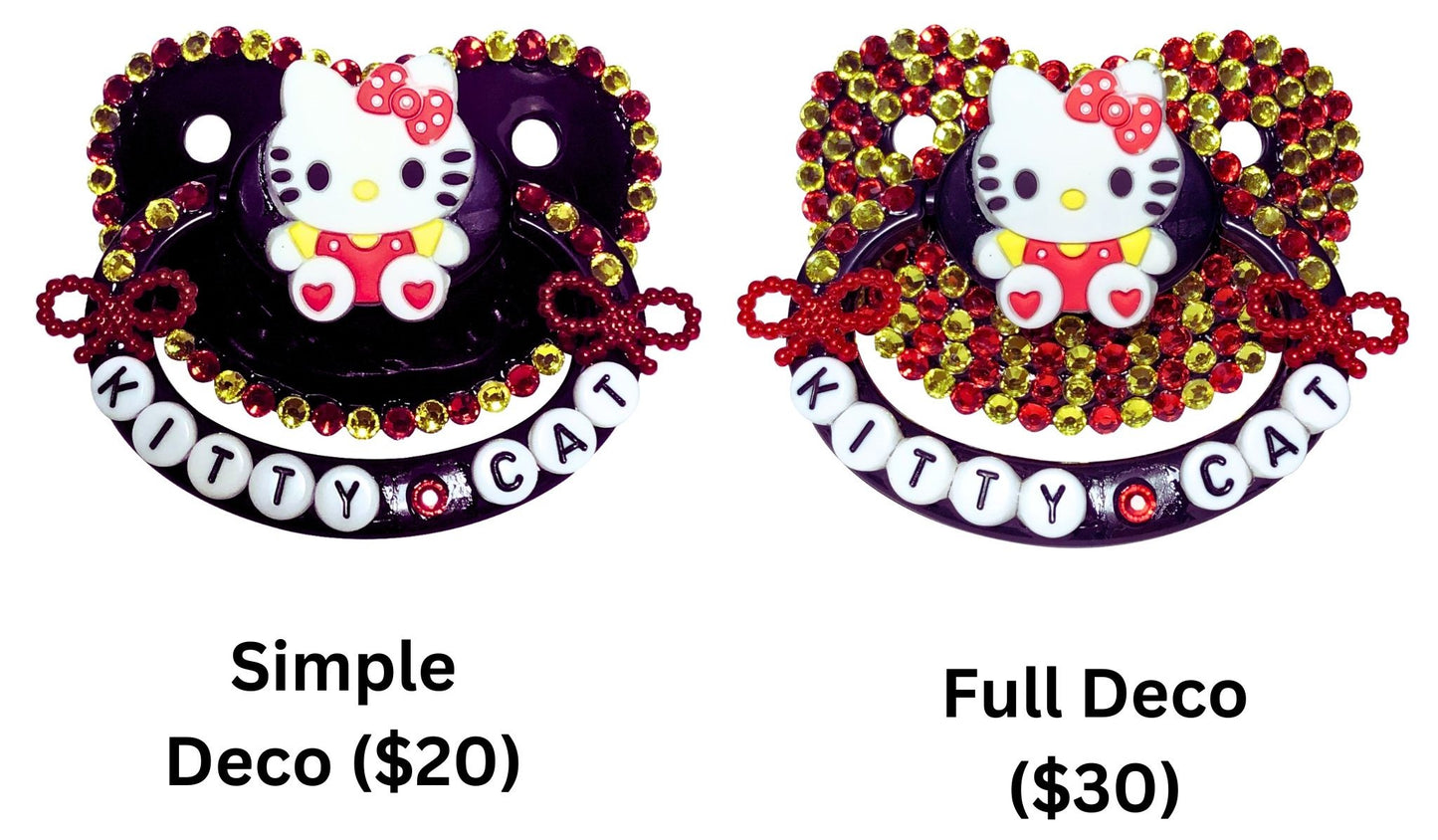 Baby Bear Pacis Adult Pacifier "Kitty Cat" Black Hello Kitty Adult Paci (DDLG/ABDL)