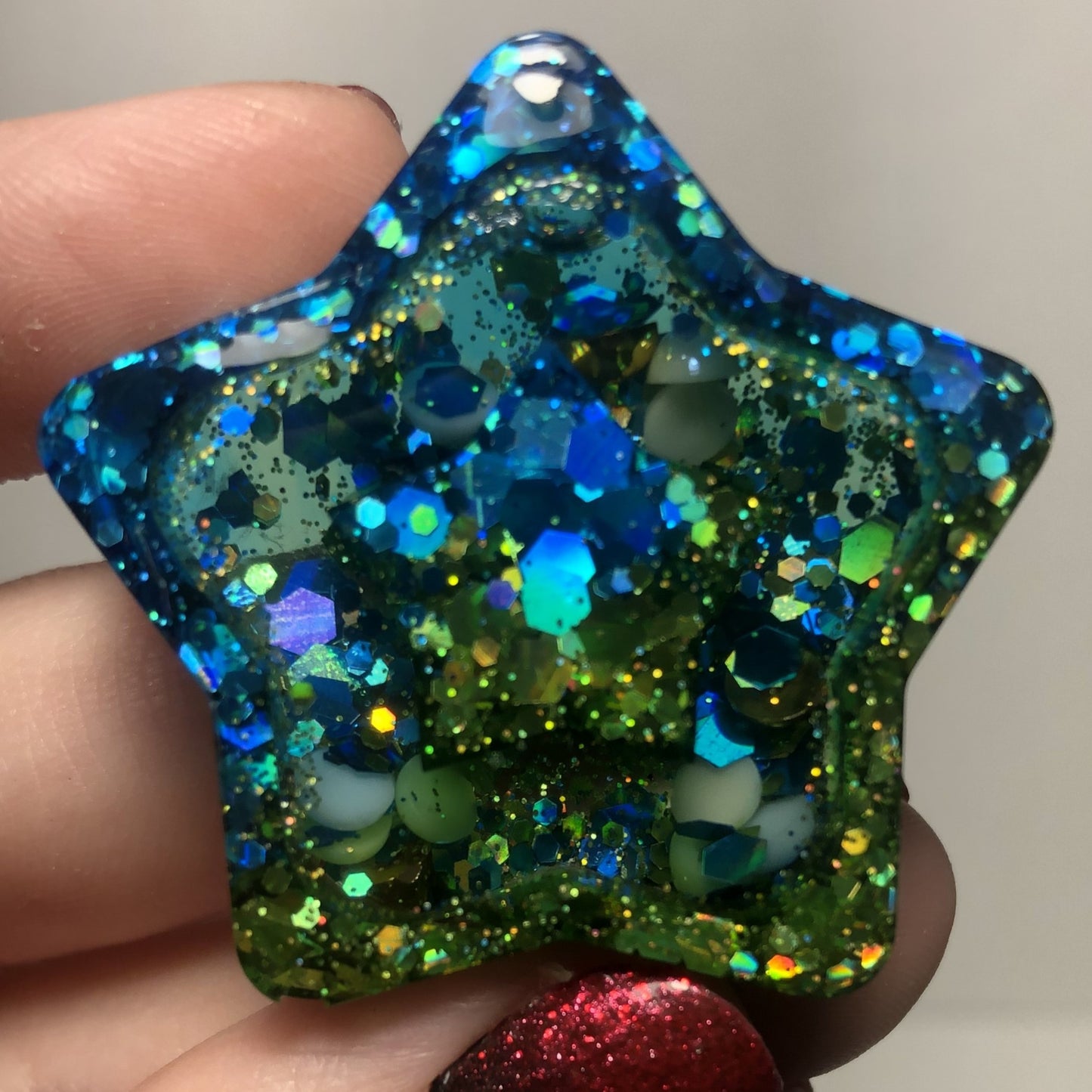 Blue and Green Glitter Star Resin Shaker