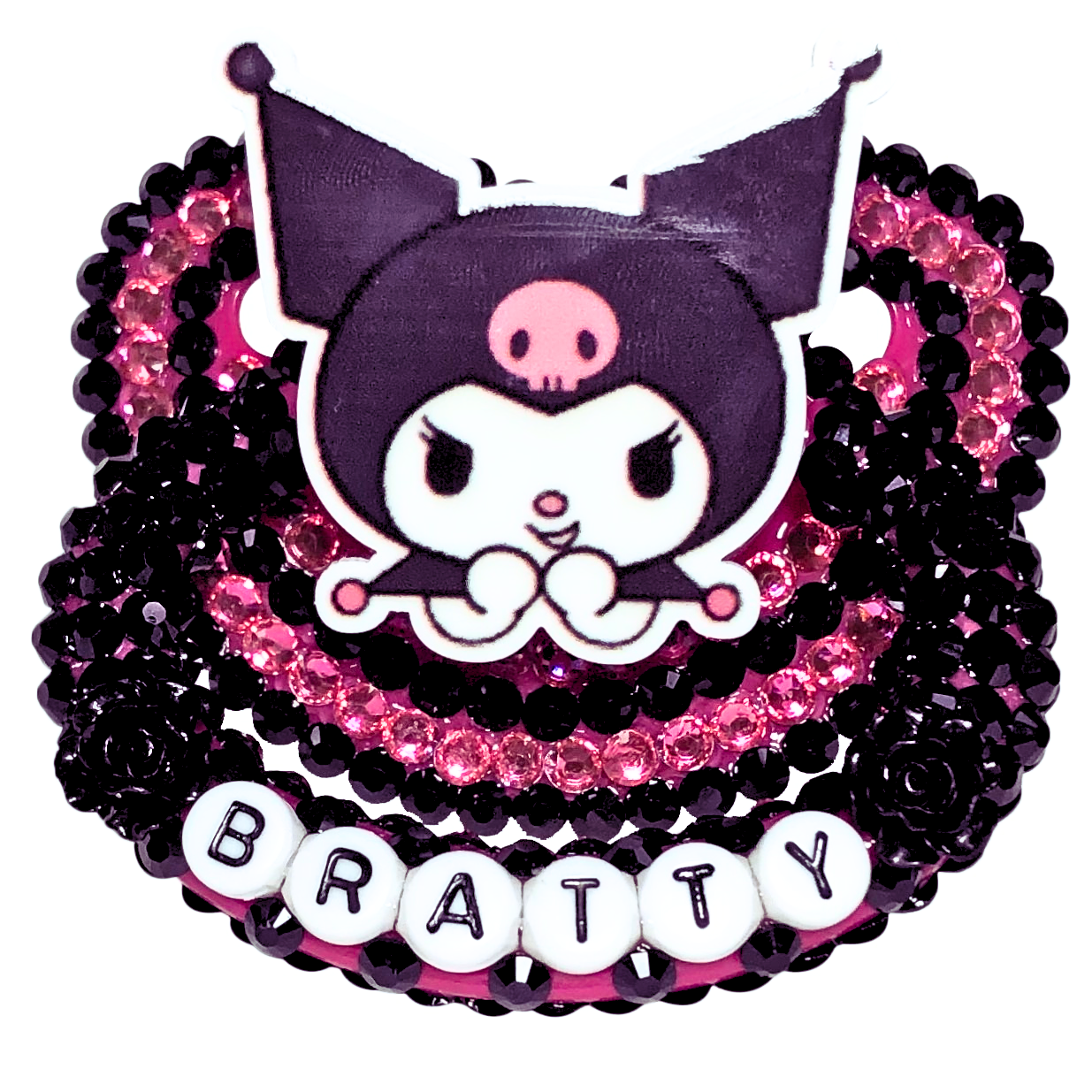 Baby Bear Pacis Adult Pacifier "Bratty" Dark Pink Kuromi Adult Paci (DDLG/ABDL)