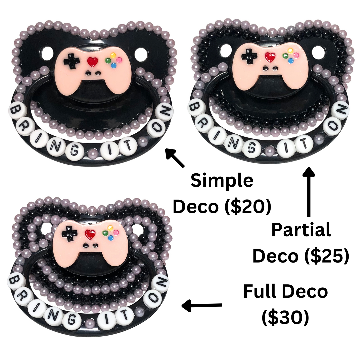 Baby Bear Pacis Adult Pacifier "Bring It On" Black Adult Paci (DDLG/ABDL)