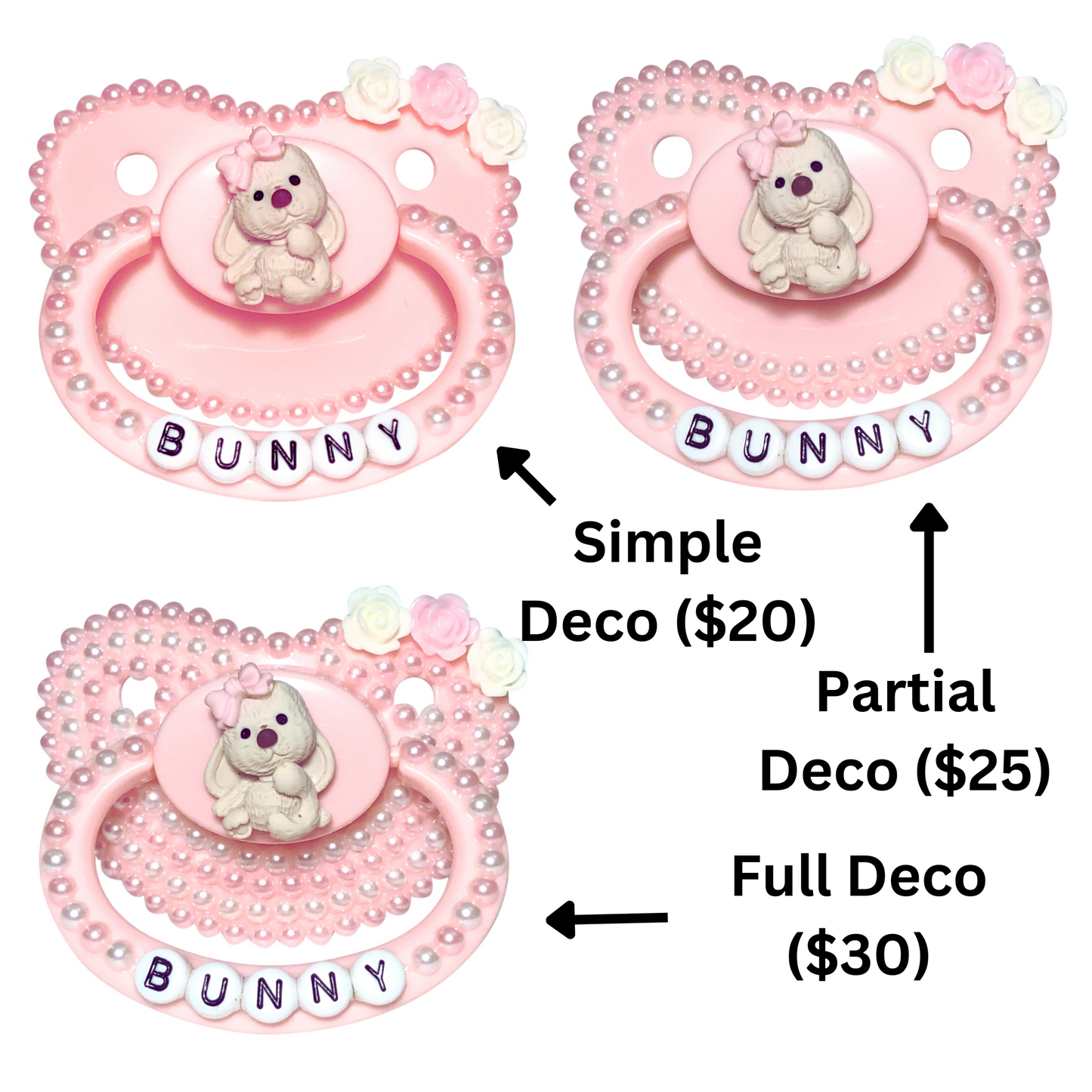 Baby Bear Pacis Adult Pacifier "Bunny" Pink Adult Paci (DDLG/ABDL)