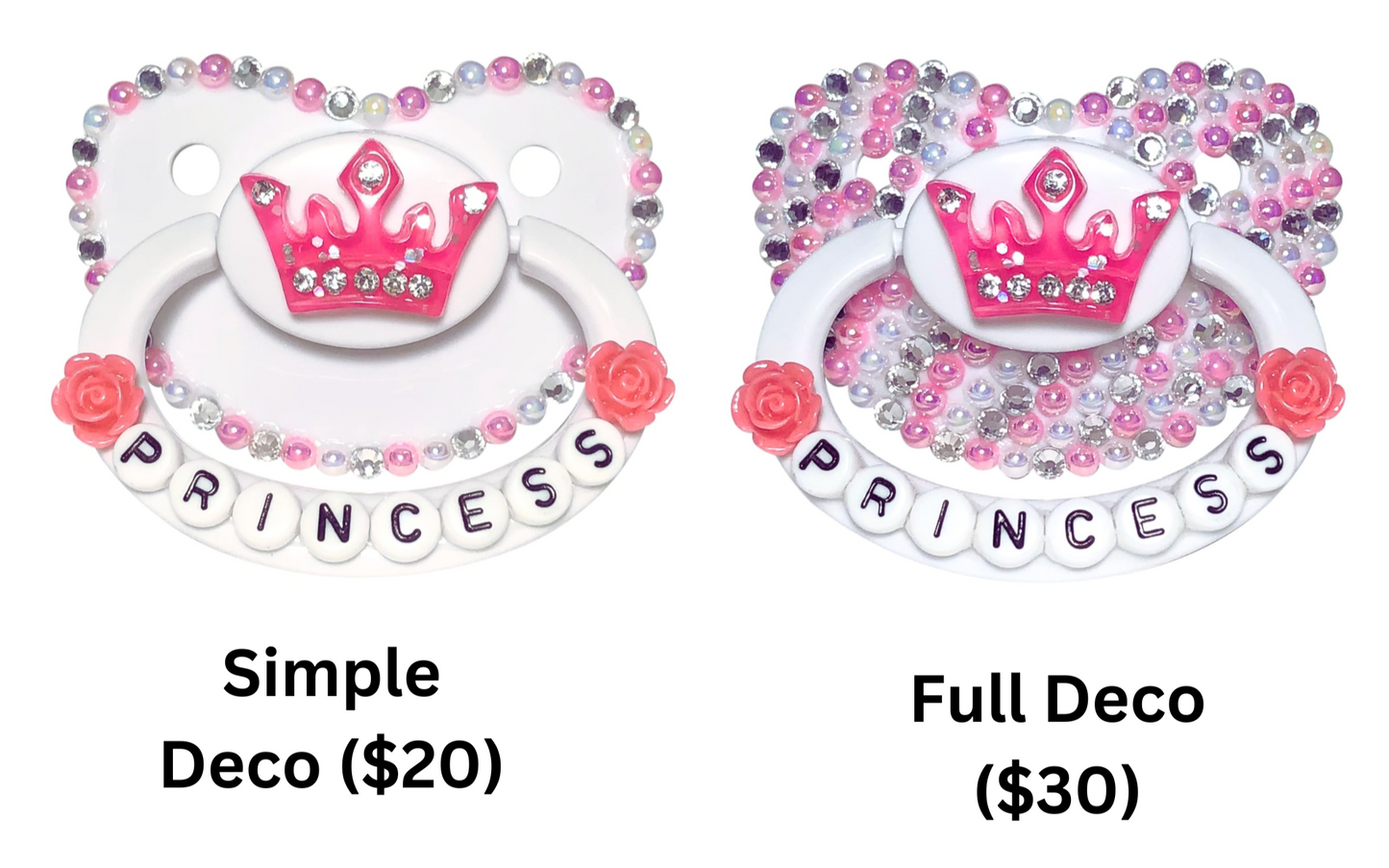 Baby Bear Pacis Adult Pacifier "Princess" White Dark Pink Adult Paci (DDLG/ABDL)