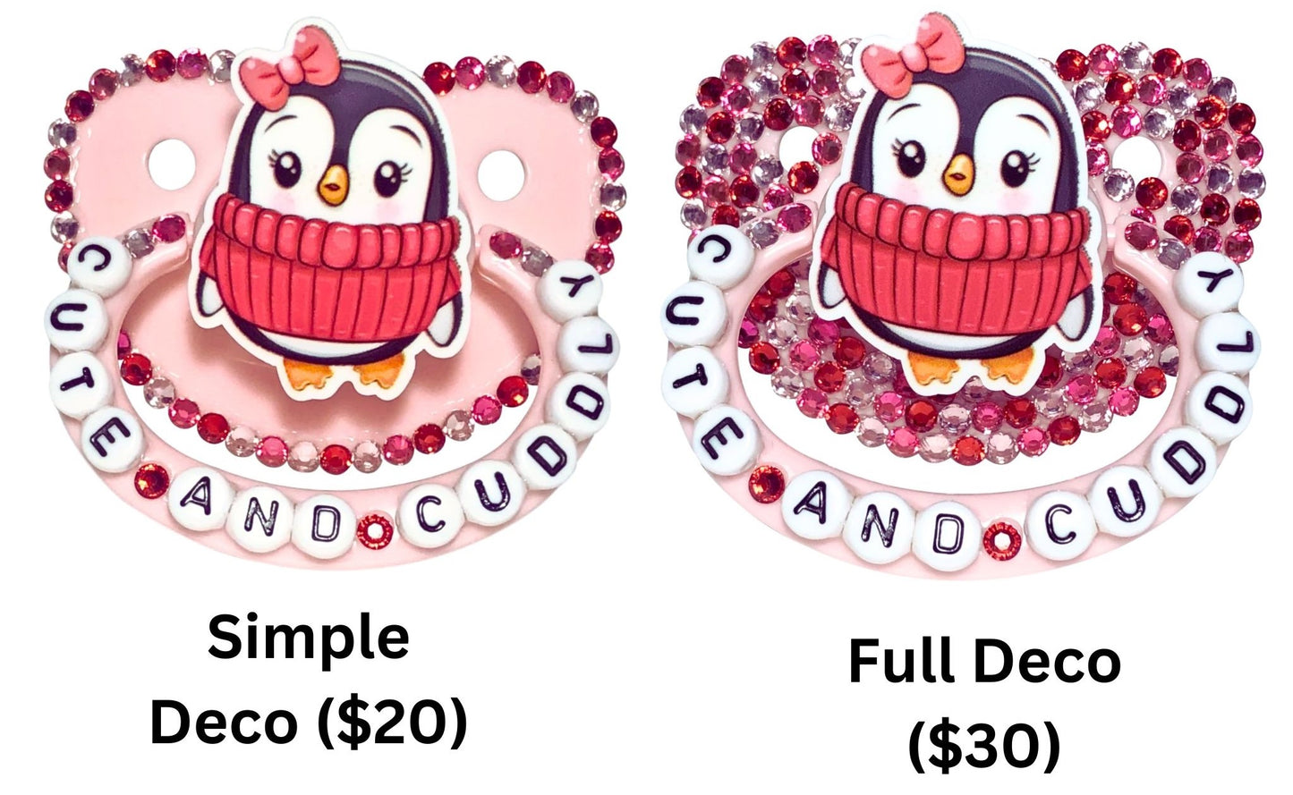 Baby Bear Pacis Adult Pacifier "Cute and Cuddly" Pink Penguin Adult Paci (DDLG/ABDL)