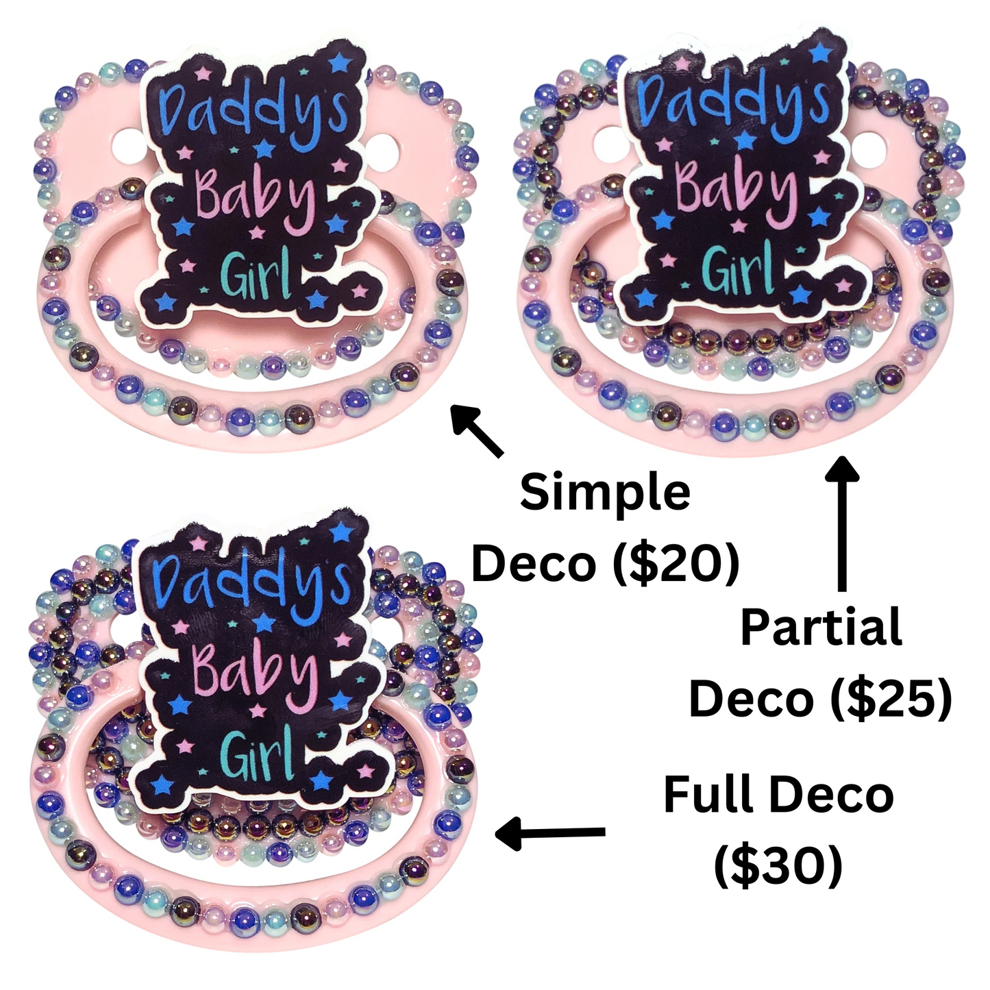 Baby Bear Pacis Adult Pacifier "Daddy's Baby Girl" White Adult Paci (DDLG/ABDL)