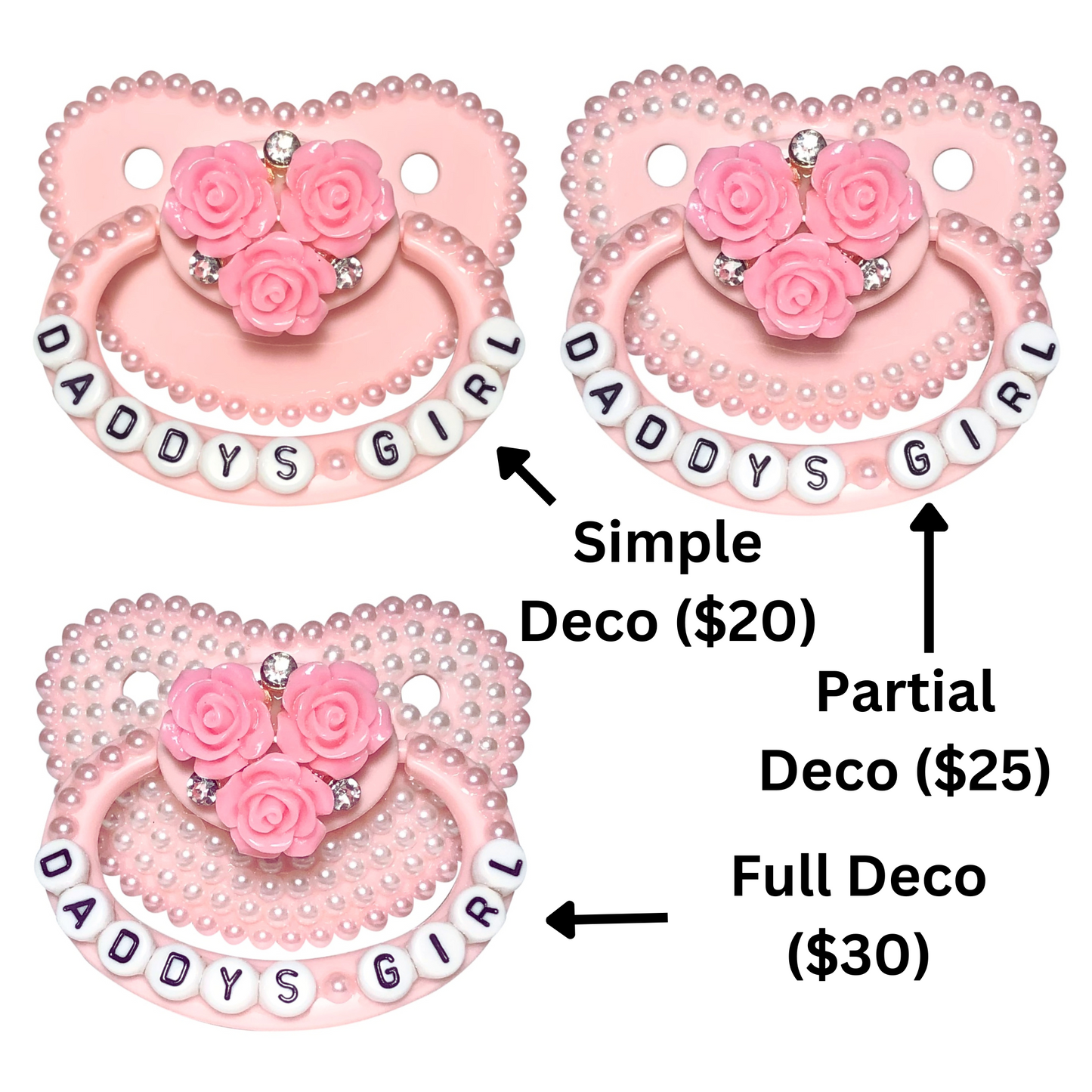 Baby Bear Pacis Adult Pacifier "Daddy's Girl" Pink Adult Paci (DDLG/ABDL)