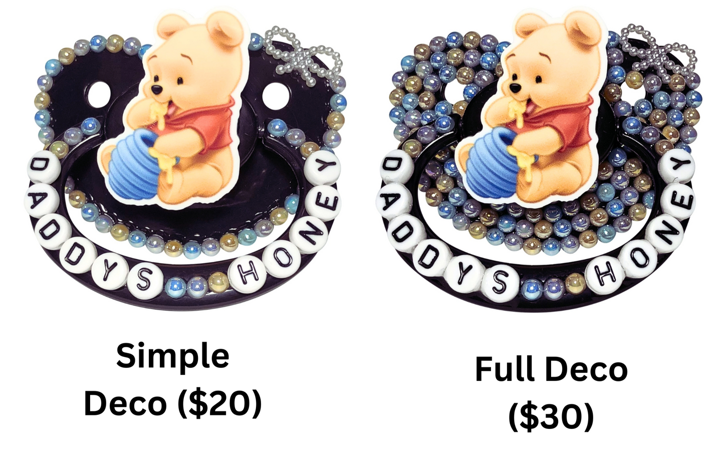 Baby Bear Pacis Adult Pacifier "Daddy's Honey" Black Winnie the Pooh Adult Paci (DDLG/ABDL)