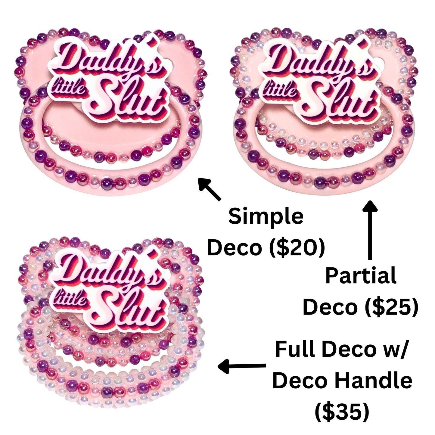 Baby Bear Pacis Adult Pacifier "Daddy's Little Slut" Pink Adult Paci (DDLG/ABDL)