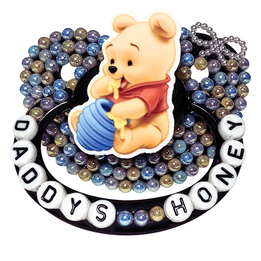 Baby Bear Pacis Adult Pacifier "Daddy's Honey" Black Winnie the Pooh Adult Paci (DDLG/ABDL)