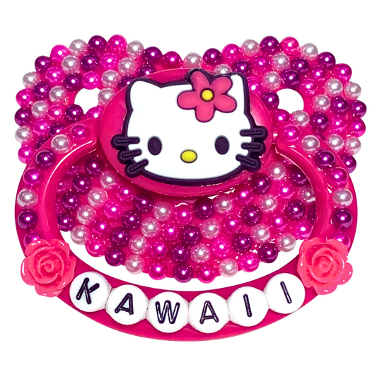 Baby Bear Pacis Adult Pacifier "Kawaii" Dark Pink Hello Kitty Adult Paci (DDLG/ABDL)