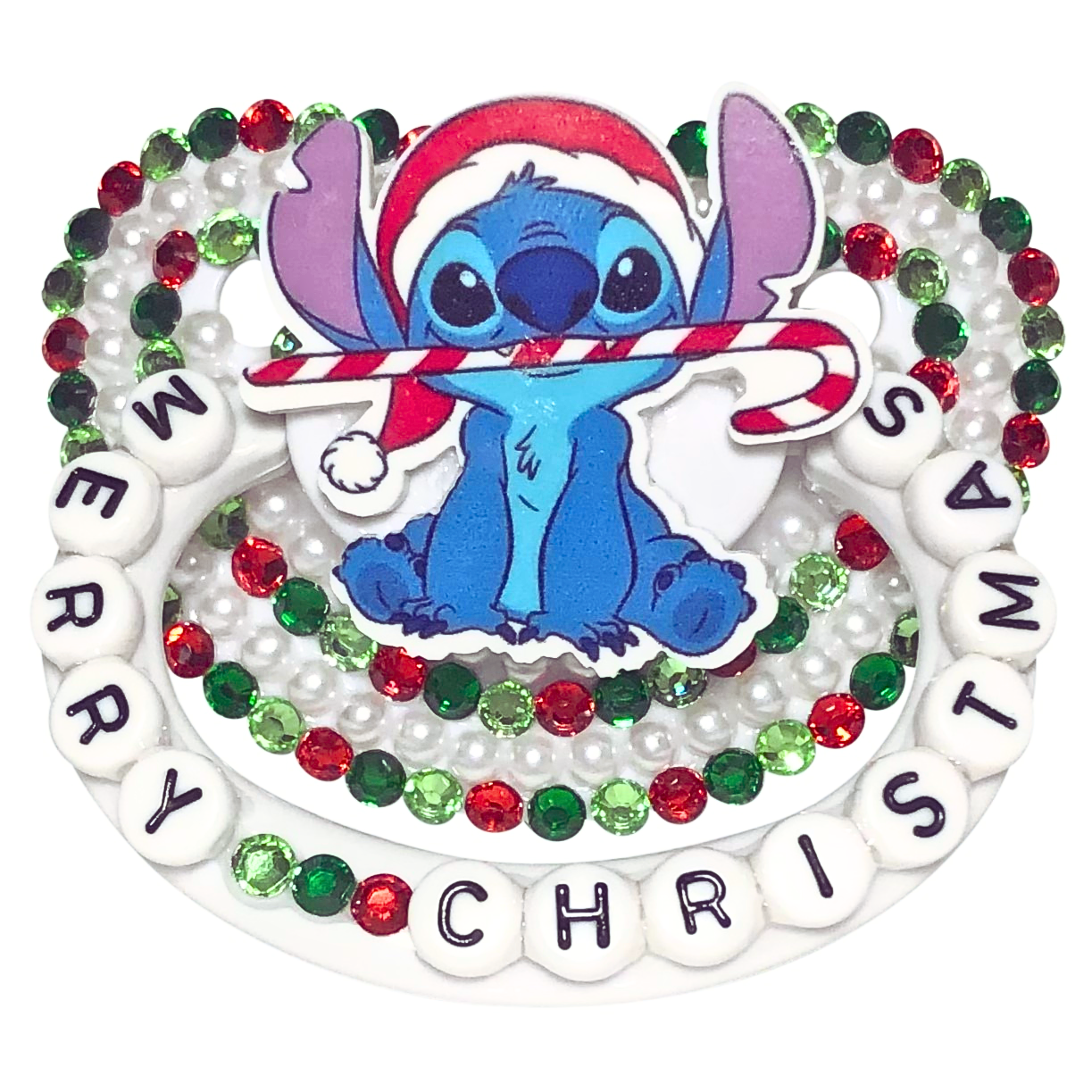 Baby Bear Pacis Adult Pacifier "Merry Christmas" White Stitch Adult Paci (DDLG/ABDL)