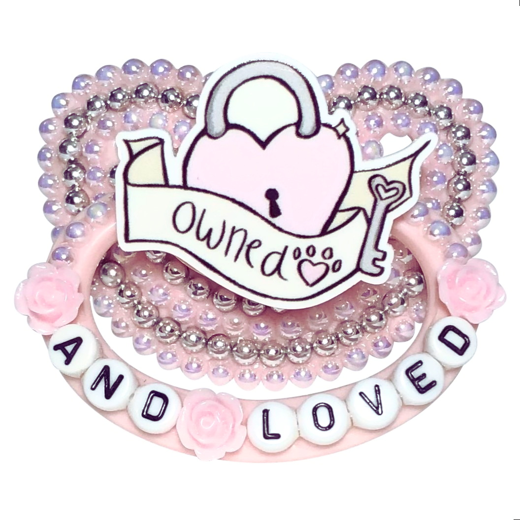 Baby Bear Pacis Adult Pacifier "Owned and Loved" Pink Adult Paci (DDLG/ABDL)