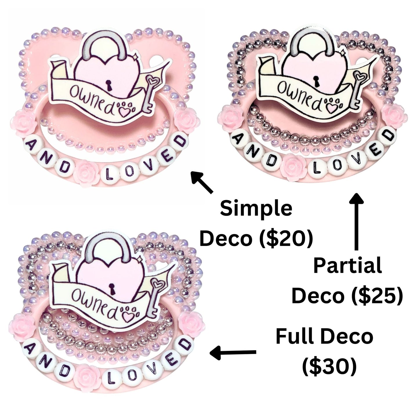 Baby Bear Pacis Adult Pacifier "Owned and Loved" Pink Adult Paci (DDLG/ABDL)