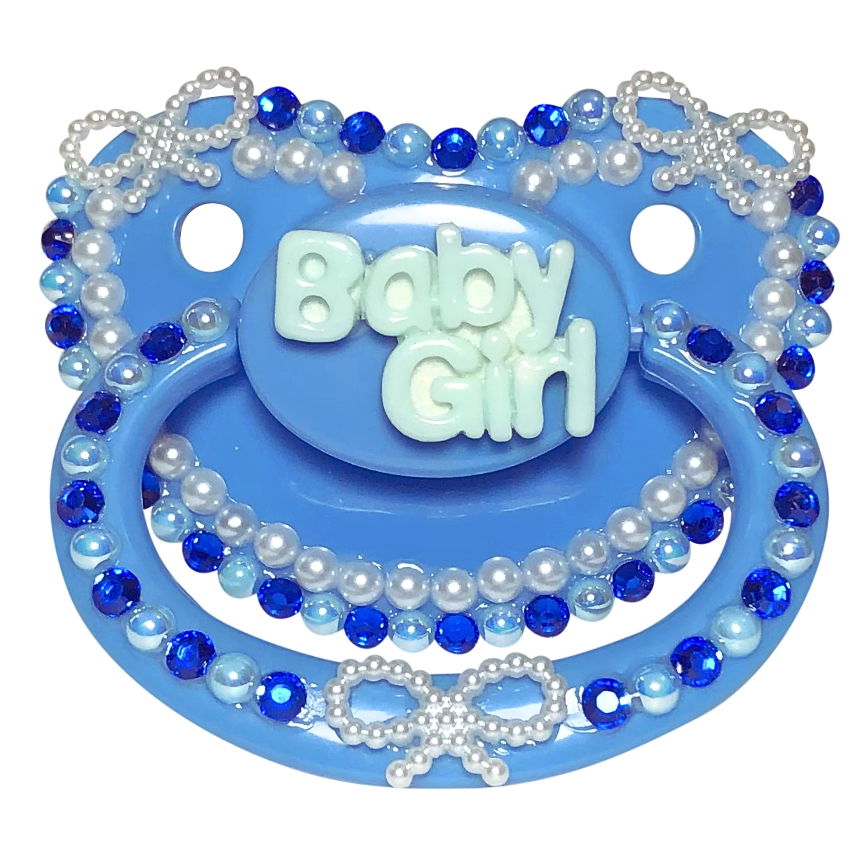 Baby Bear Pacis Adult Pacifier "Baby Girl" Blue Adult Paci (DDLG/ABDL)