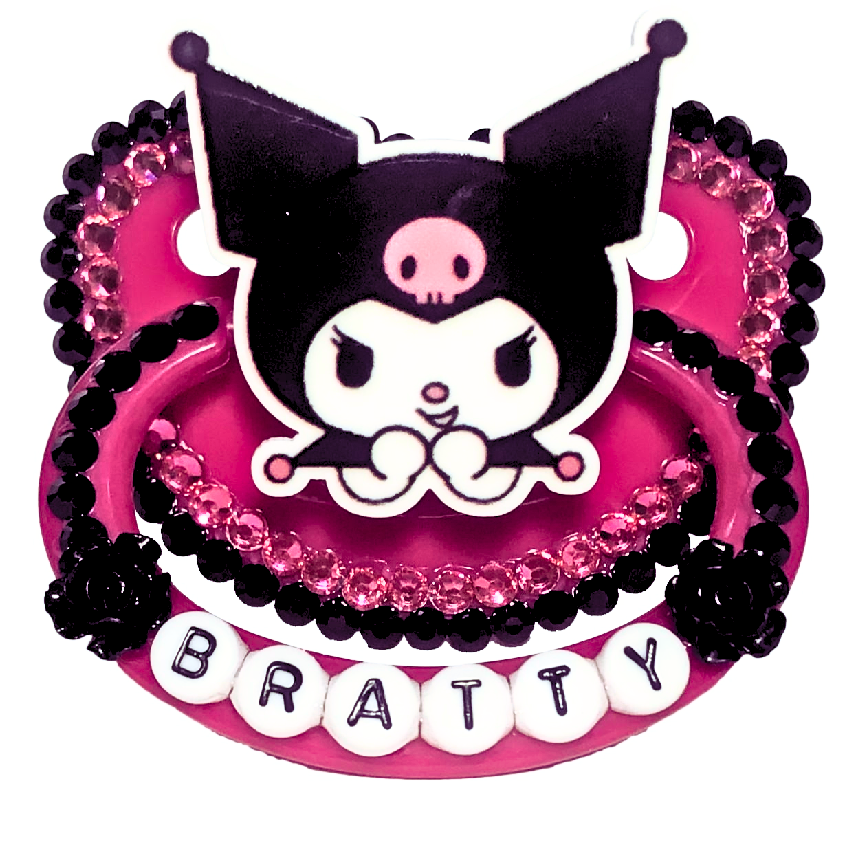 Baby Bear Pacis Adult Pacifier "Bratty" Dark Pink Kuromi Adult Paci (DDLG/ABDL)