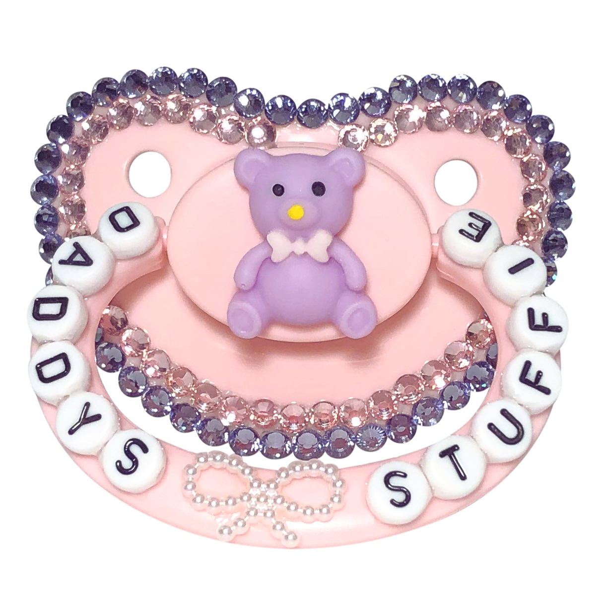 Baby Bear Pacis Adult Pacifier "Daddy's Stuffie" Pink Teddy Bear Adult Paci (DDLG/ABDL)