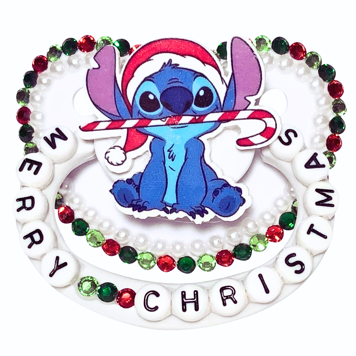 Baby Bear Pacis Adult Pacifier "Merry Christmas" White Stitch Adult Paci (DDLG/ABDL)