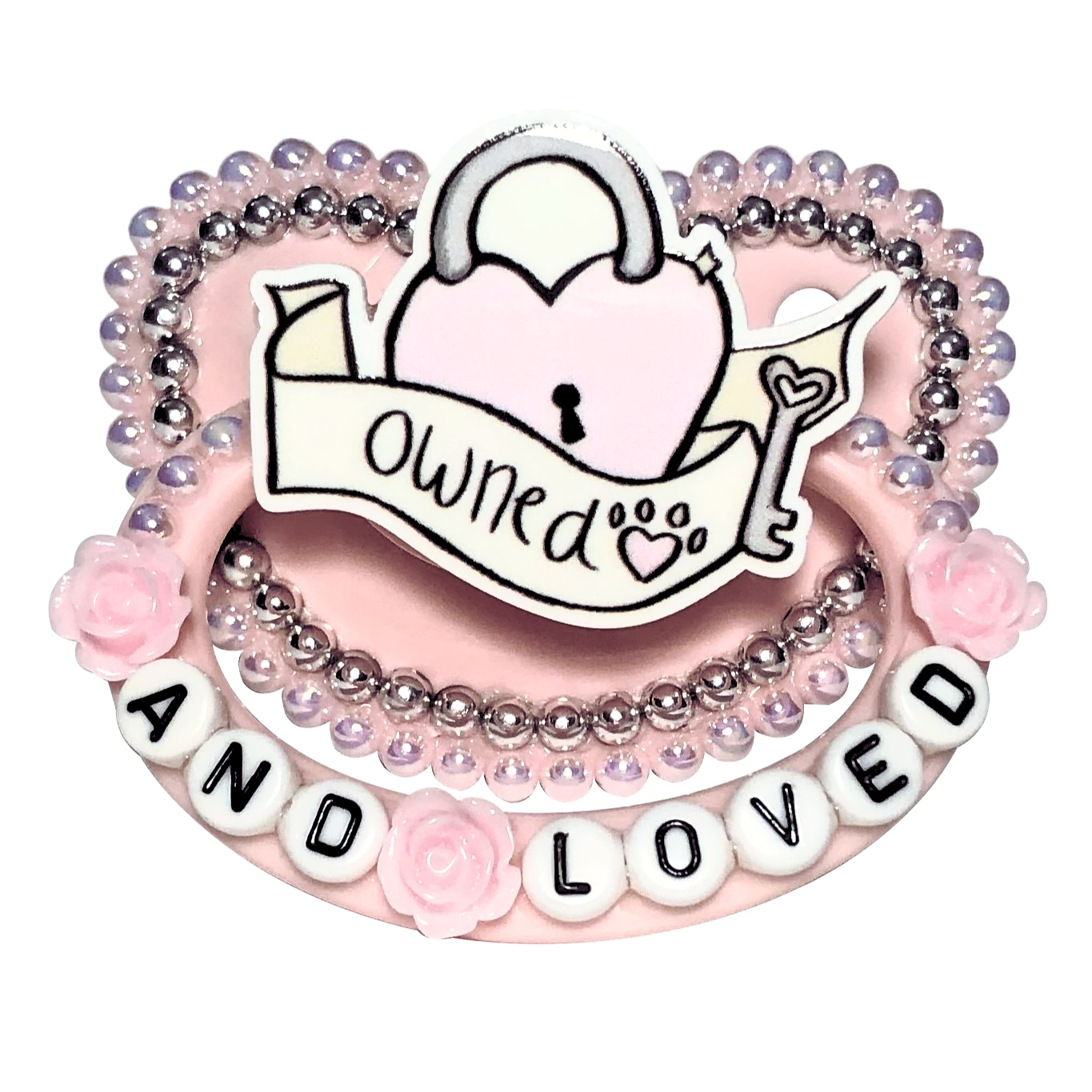 Baby Bear Pacis Adult Pacifier "Owned and Loved" Pink Adult Paci (DDLG/ABDL)