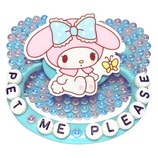 Baby Bear Pacis Adult Pacifier "Pet Me Please" Teal My Melody Adult Paci (DDLG/ABDL)