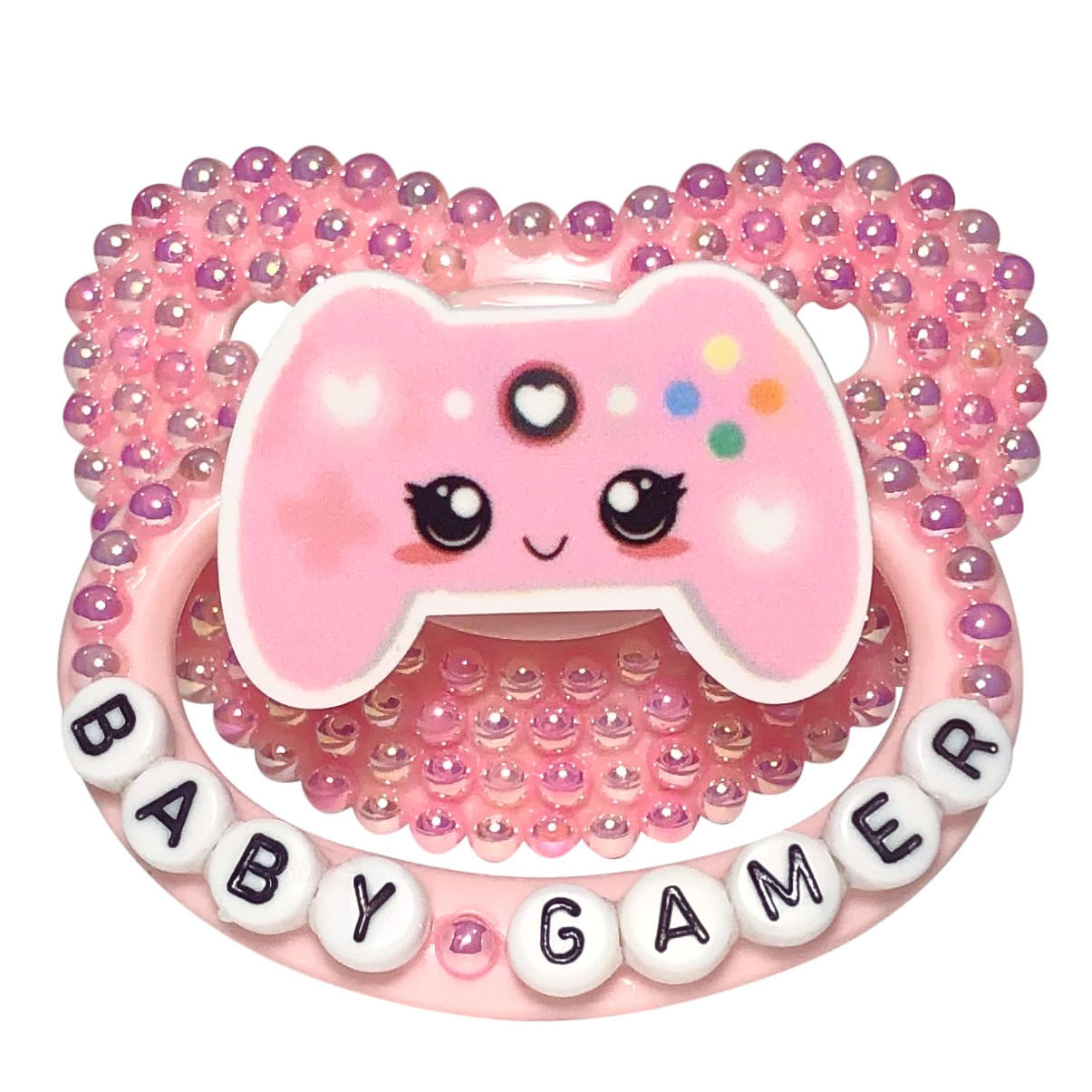 Baby Bear Pacis Adult Pacifier "Baby Gamer" Pink Adult Paci (DDLG/ABDL)