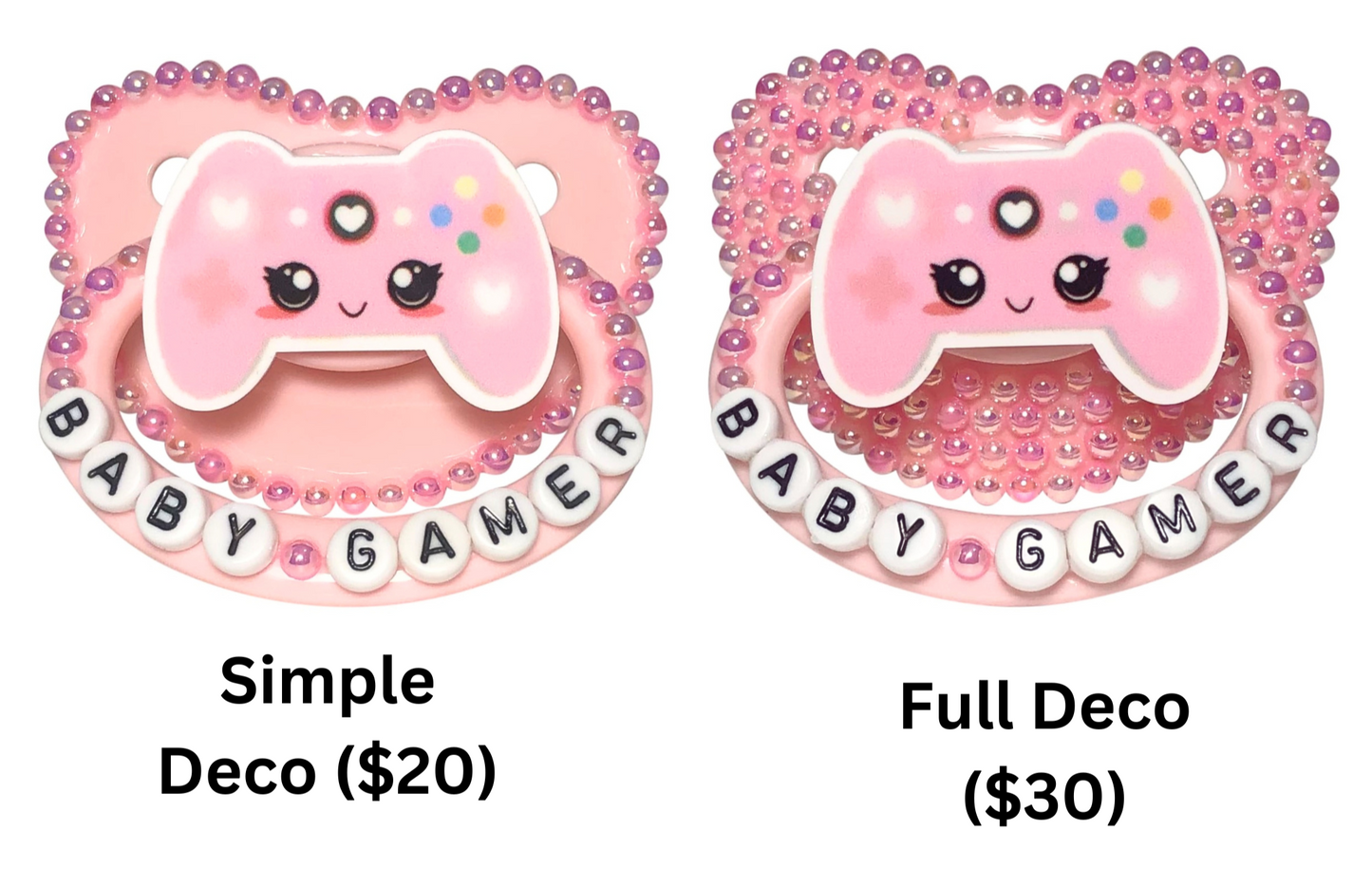 Baby Bear Pacis Adult Pacifier "Baby Gamer" Pink Adult Paci (DDLG/ABDL)