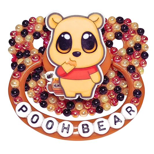 Baby Bear Pacis Adult Pacifier, "Pooh Bear" Brown Winnie the Pooh Adult Paci (DDLG/ABDL)