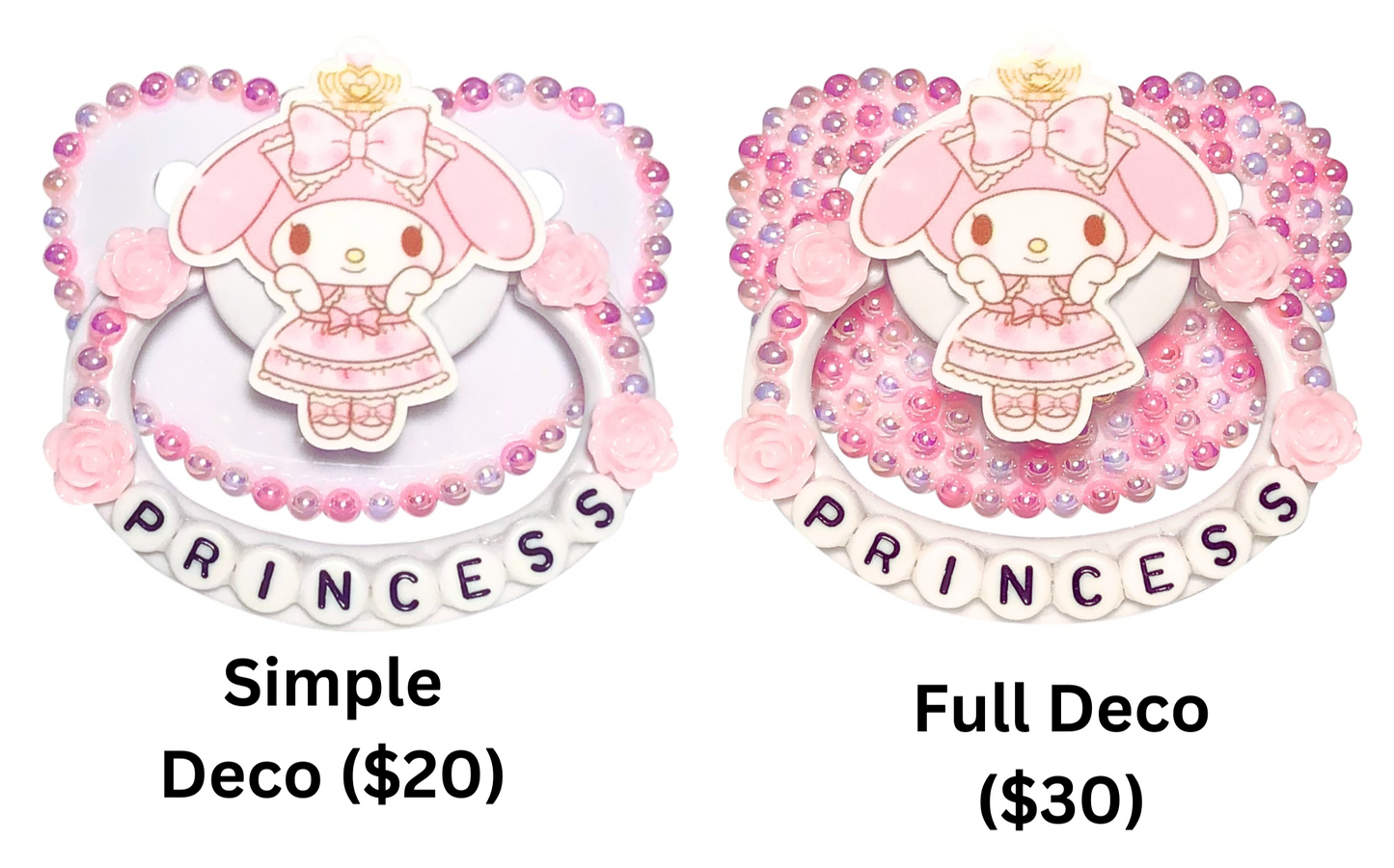 Baby Bear Pacis Adult Pacifier "Princess" White and Pink My Melody Adult Paci (DDLG/ABDL)