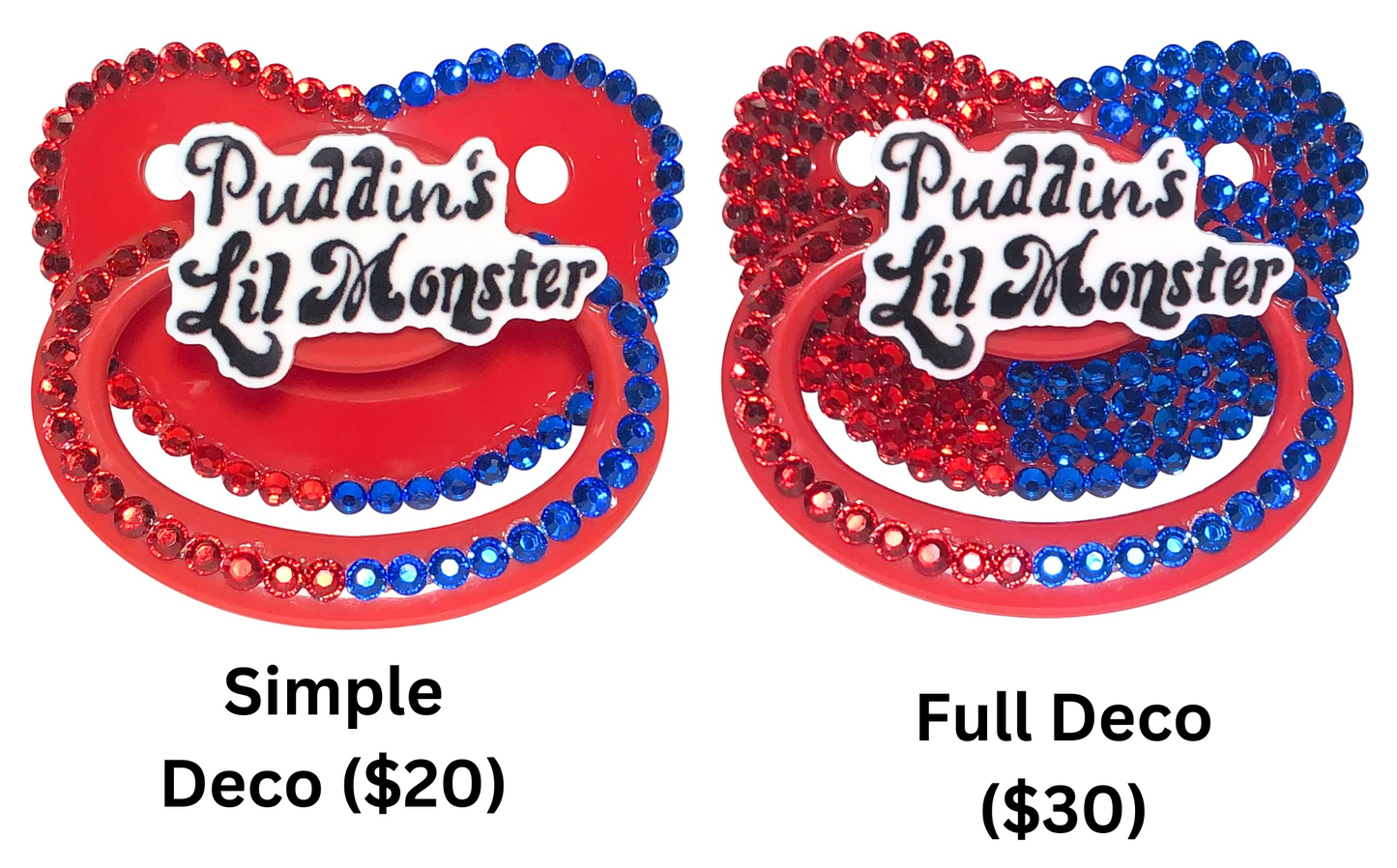 Baby Bear Pacis Adult Pacifier, "Puddin's Lil Monster" Red Harley Quinn Adult Paci (DDLG/ABDL)